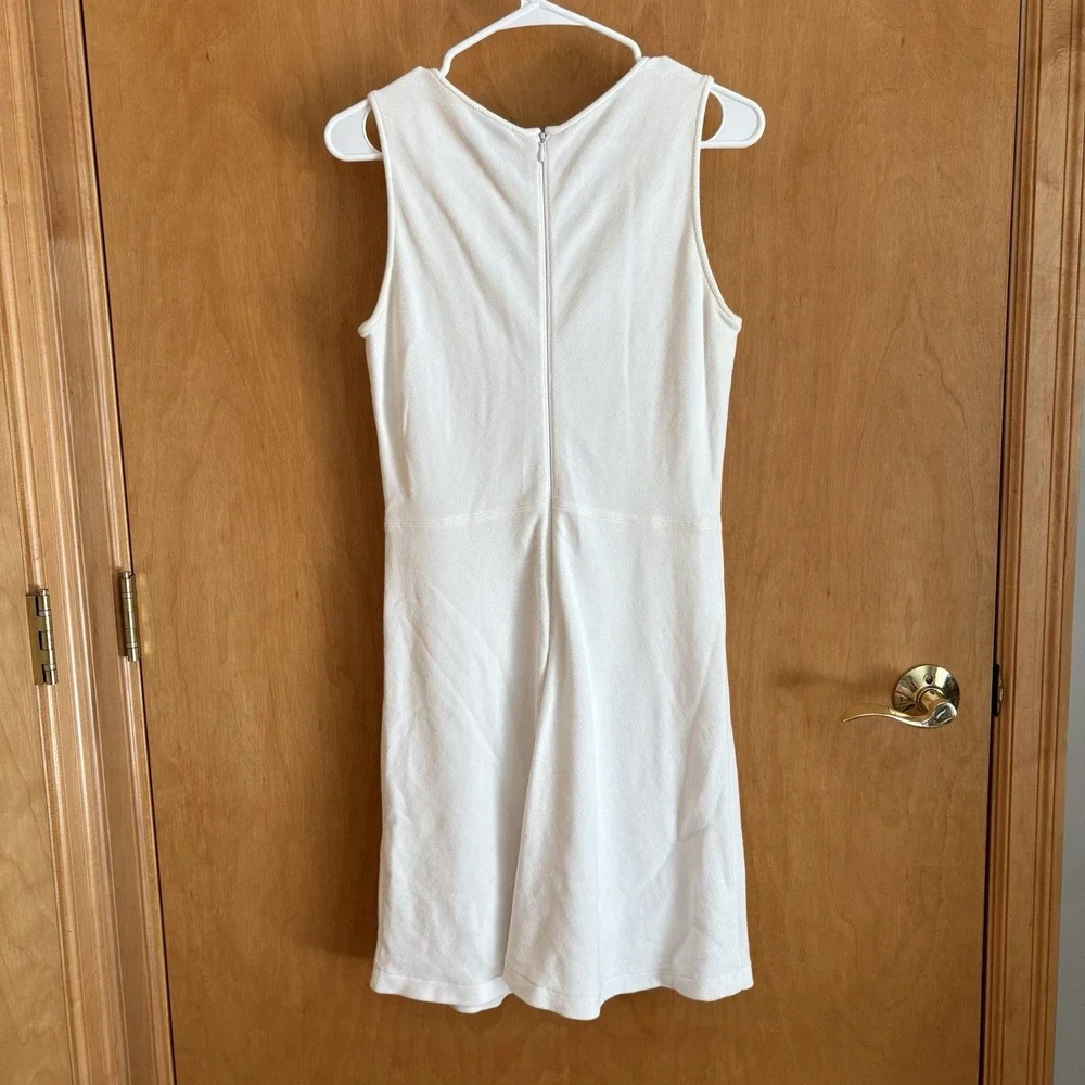 Theory Womens Calna White Fit And Flare Sleeveless Stretch Viscose‎ Dress Small